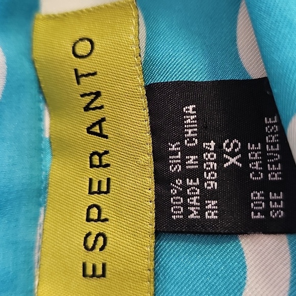 Esperanto Tourquise Circle Patterned Women's 100% Silk Pleated Skirt XS - Picture 5 of 6